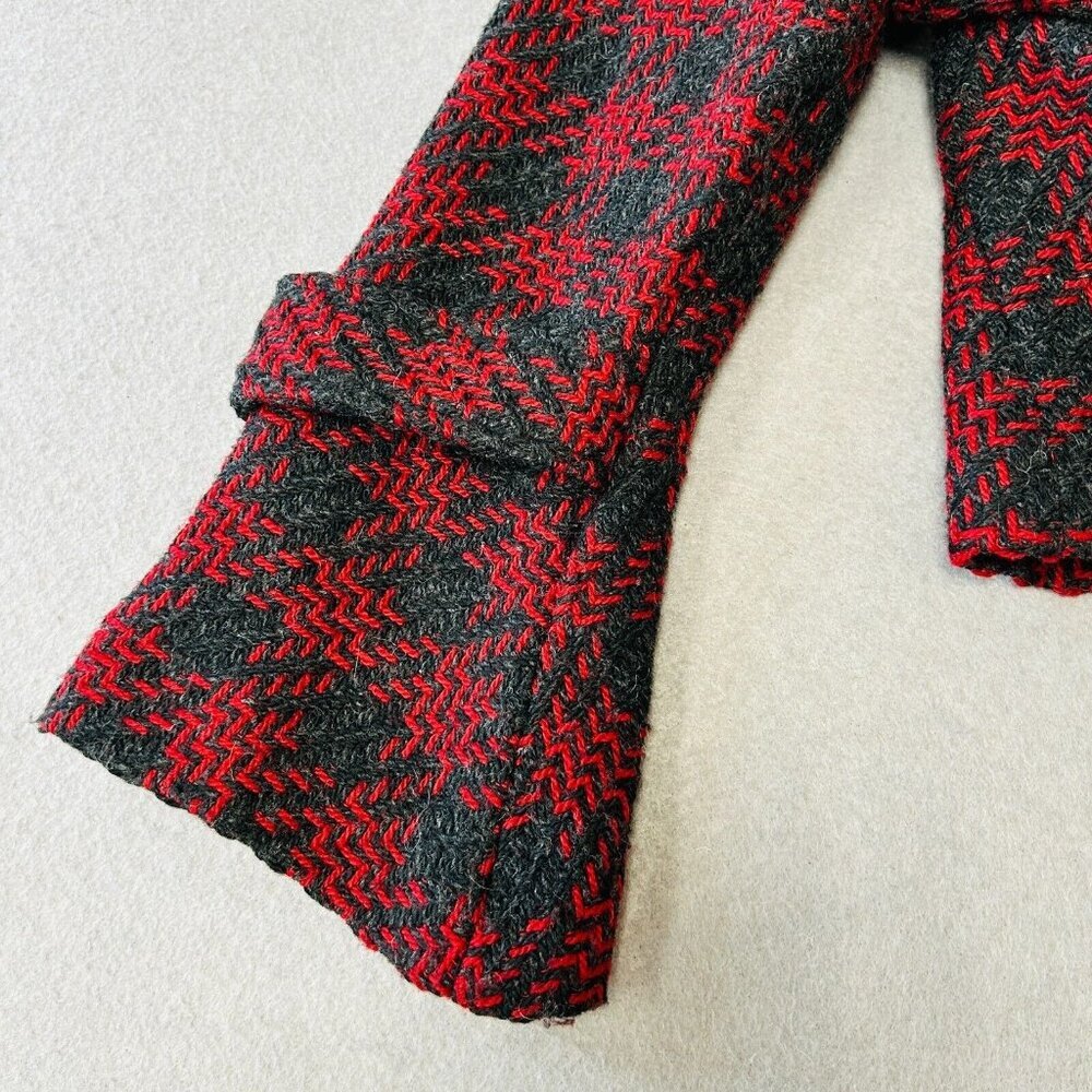 Mac & Jack Plaid Wool Blend Peacoat Sz 6 Red Black Double Breasted Lined Jacket - Picture 8 of 14